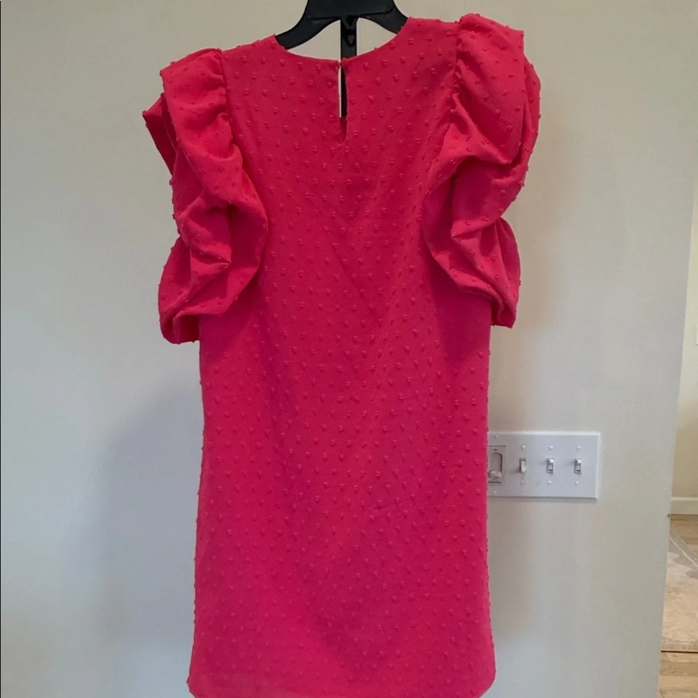 THML Hot Pink Asymmetrical Ruffle Sleeve Dress - Picture 4 of 6